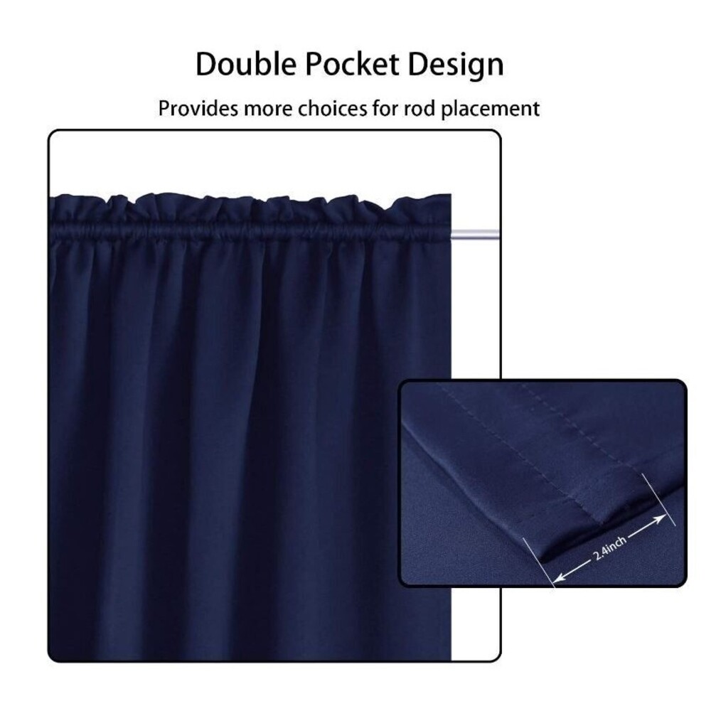 NEW Solid Color Navy Blue Country Farmhouse Door Curtain With Tieback Blackout - Picture 3 of 7